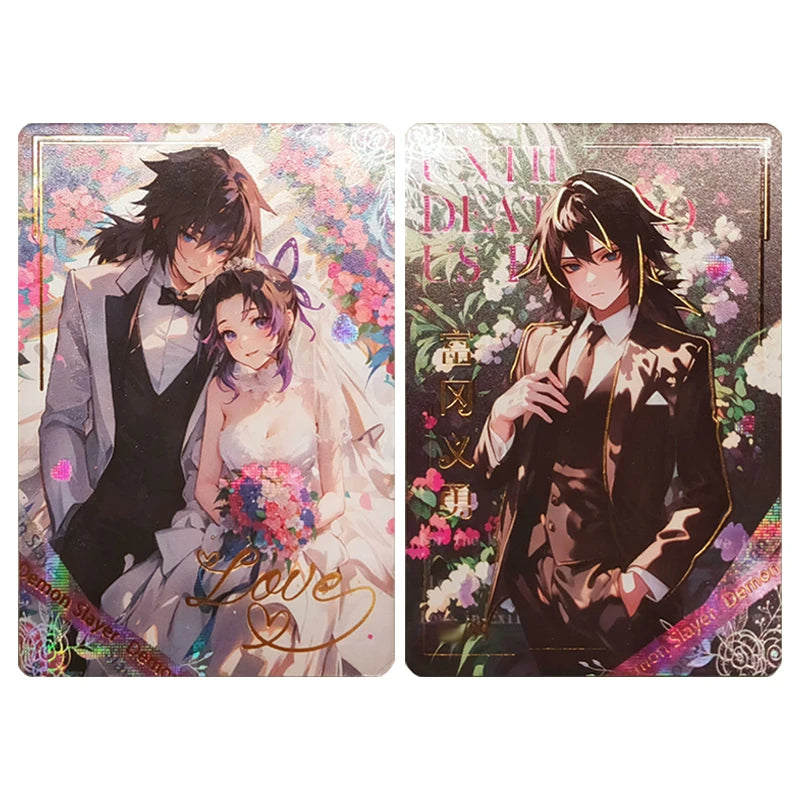 Anime Demon Slayer Kamado Tanjirou Kochou Shinobu Iguro Obanai Kanroji Mitsuri Rare Collectible Cards Birthday Gifts Kid Toys