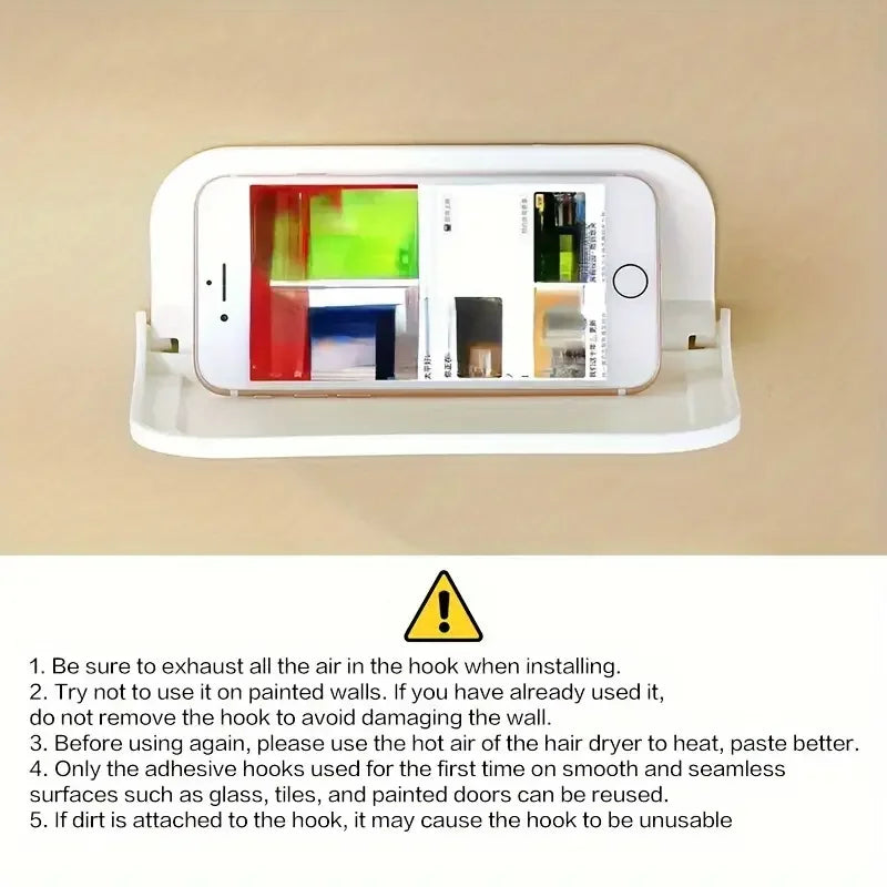 1 estante plegable para montar en la pared, para baño, inodoro, cocina, mesita de noche, almacenamiento de teléfono sin perforaciones, almacenamiento de enrutador wifi