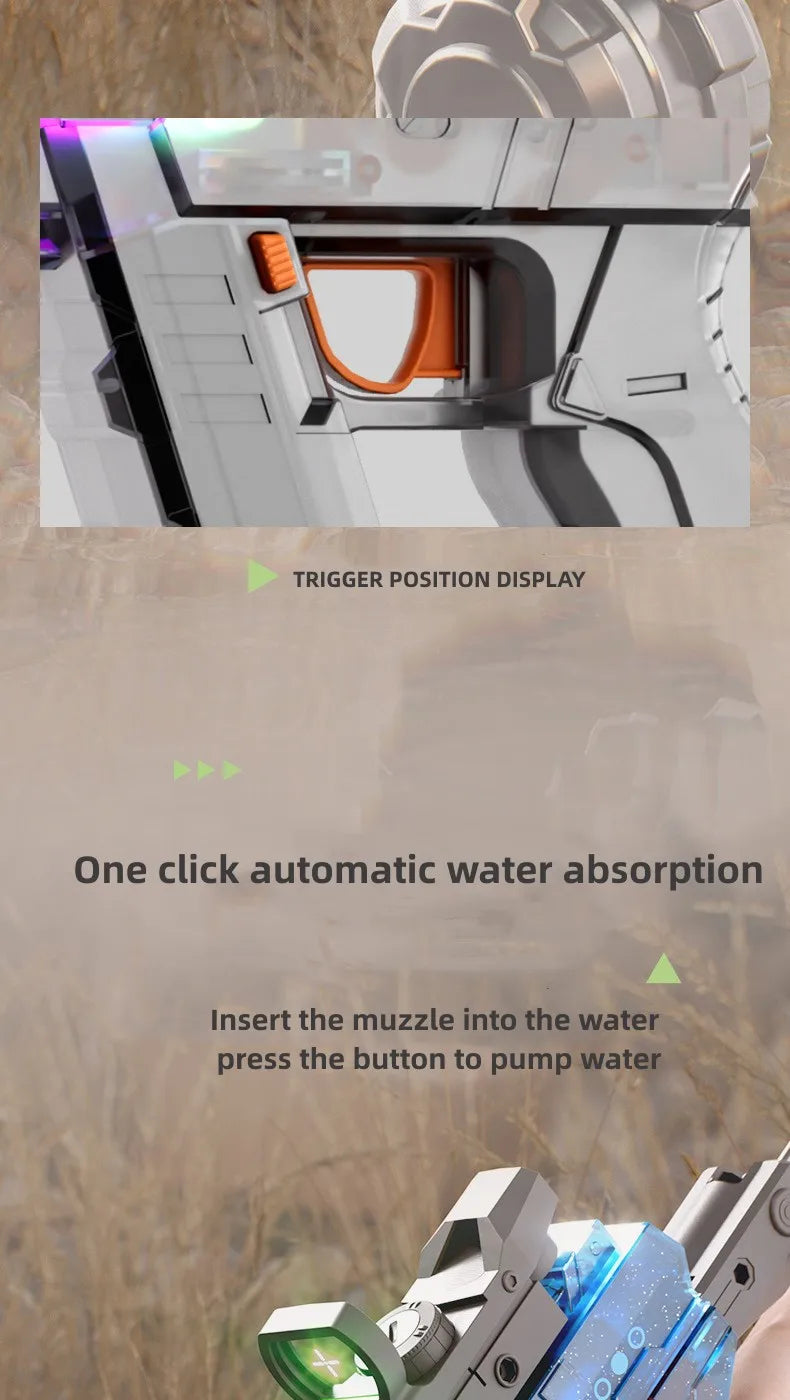 2024 Hot Sale Electric continuous firing UZI water gun pulse linkage chamber flame special effect children's water play toy