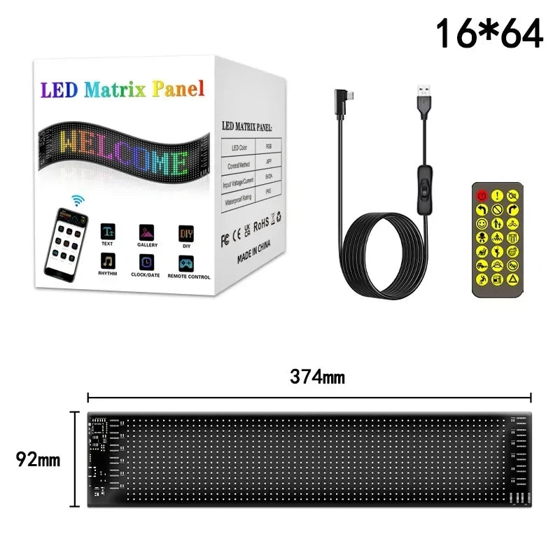 5V USB LED Matrix Pixel Panel Light Bluetooth App Control Scrolling Advertising LED Car Sign Animation Programmable For Car Shop