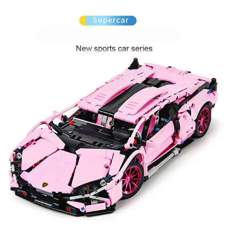 1280 piezas técnicas 1:14 Lambo rosa Super Sports Car Building Blocks MOC City Speed Vehicle Assemble Bricks Toys para niños