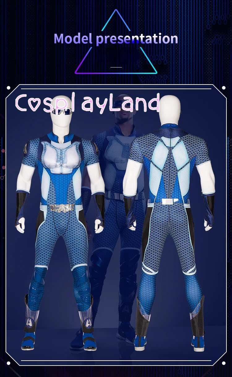 The Boys A-Train Cosplay Costume Halloween Carnival High Quality Hero Reggie Franklin Battle Outfit With Boots Printing Jumpsuit