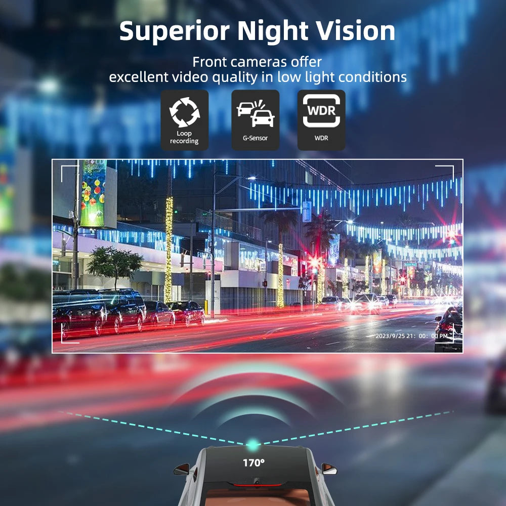 Grabadora de video DVR para automóvil de 4 lentes 1080P con control por aplicación WIFI, cámara de tablero de 360 grados, visión nocturna, cámara de visión trasera delantera izquierda y derecha para automóvil
