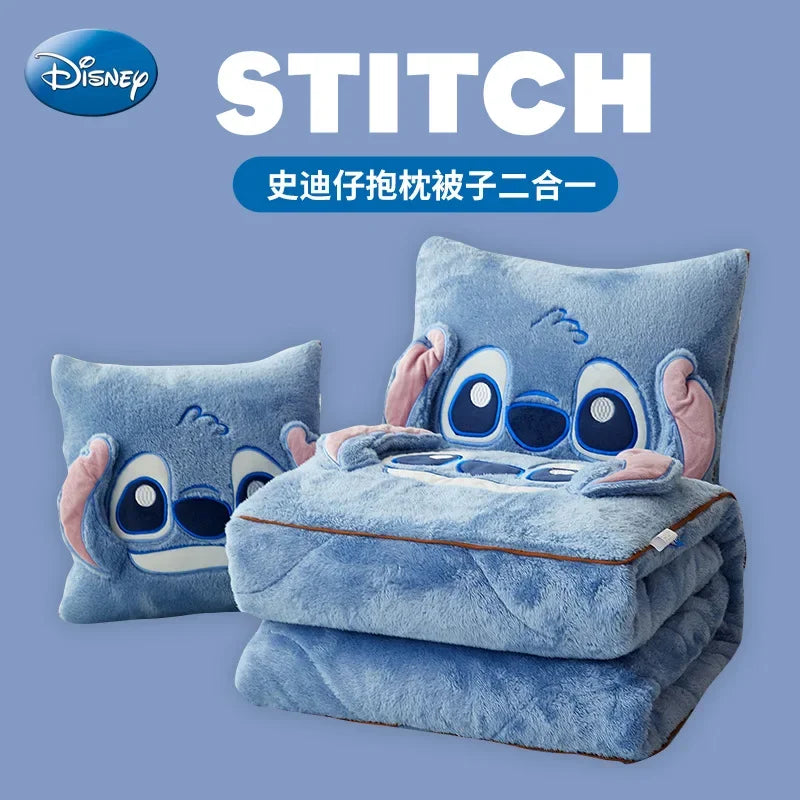 Stitch Disney Throw Pillow Blanket 2-in-1 Kawahiran Velvet Throw Pillow Thickened Nap Blanket Living Room Christmas Gift