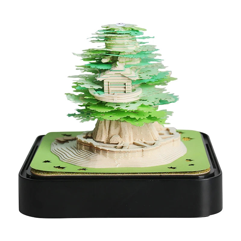 Omoshiroi Block 3D Notepad 2024 Calendar 3D Sakura Tree House Memo Pad Cute Block Notes 3D Sticky Notes Christmas New Years Gift