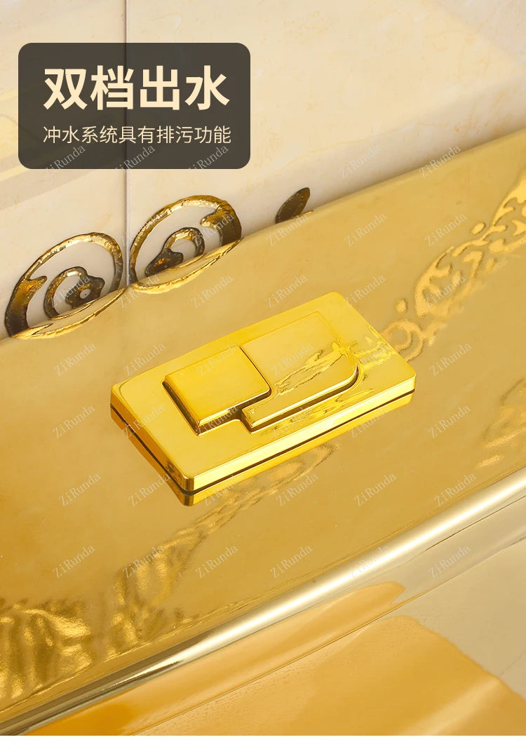 ~Inodoro de cerámica de color mudo para apartamento pequeño de estilo europeo, inodoro dorado de 8,0 pulgadas, inodoro de cañería grande, desodorante
