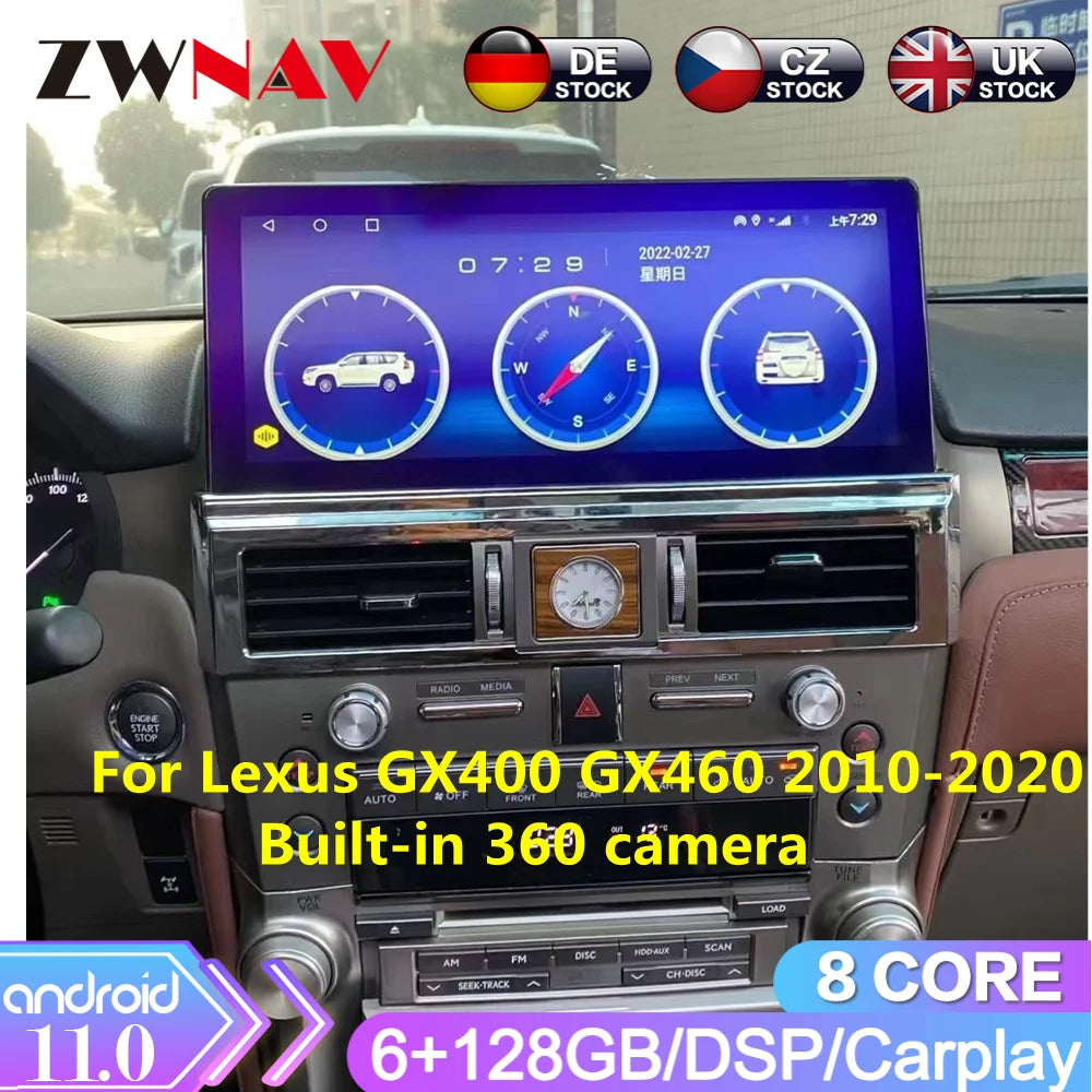 Radio para coche Android con pantalla IPS HD de 12,3" para Lexus GX460 GX400 2010-2020, reproductor multimedia, autorradio, navegación GPS, unidad principal 2 Din