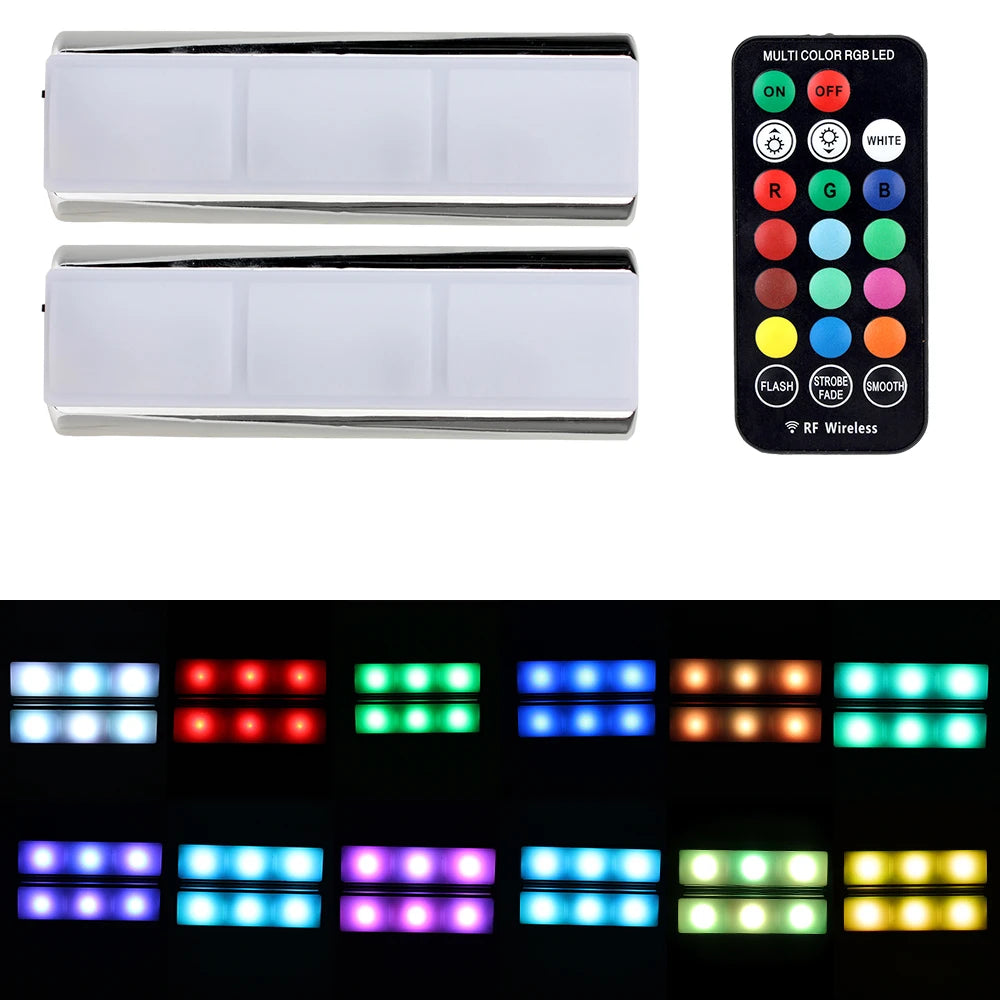 Auto Ambient Light Lamp LED Wireless Remote Car Interior Atmosphere Light 2 PCS RGB Charging Foot Light LED Car Decorative Lamp
