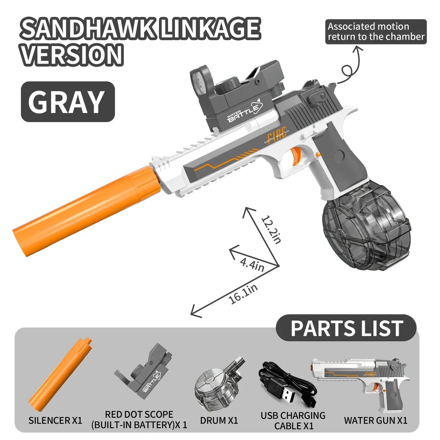 Summer Toys Desert Eagle Water Gun Full Automatic Electric Shooting Water Gun Toy Children Outdoor Beach Fight Toy Boy Girl Gift