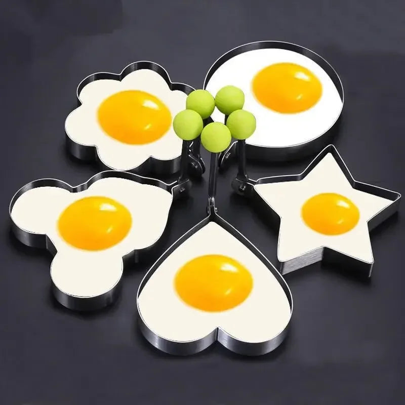 1 pieza de moldes para freír huevos de acero inoxidable, modelo de anillo de tortilla, molde para hornear panqueques, pasteles de carne, moldes para pasteles de arroz en forma de corazón para cocina