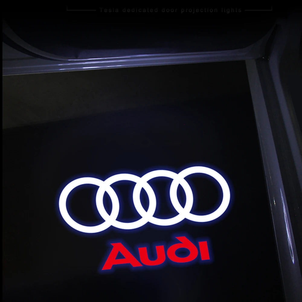 2PCS 3D LED Car Door Welcome Lights Decoration for AUDI SLINE RS S3 S4 S5 S6 QUATTRO A3 Q5 Auto Laser Projector Lamps Accessorie