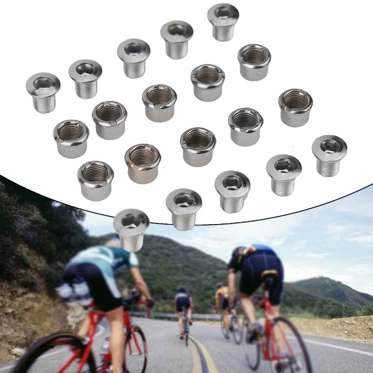 10 piezas de pernos para bielas de bicicleta, pernos simples, dobles y triples, tornillos de acero para platos y platos, tornillos para platos y tuercas, accesorios para bicicletas
