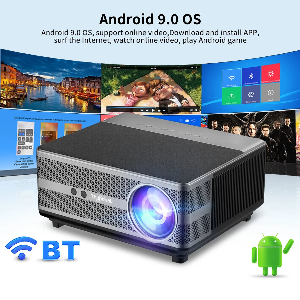 Proyector 1080P WiFi Proyector LED Full HD 2K 4K TV Video Película Teléfono inteligente Cine en casa TD98 Beamer Cine Pantalla grande