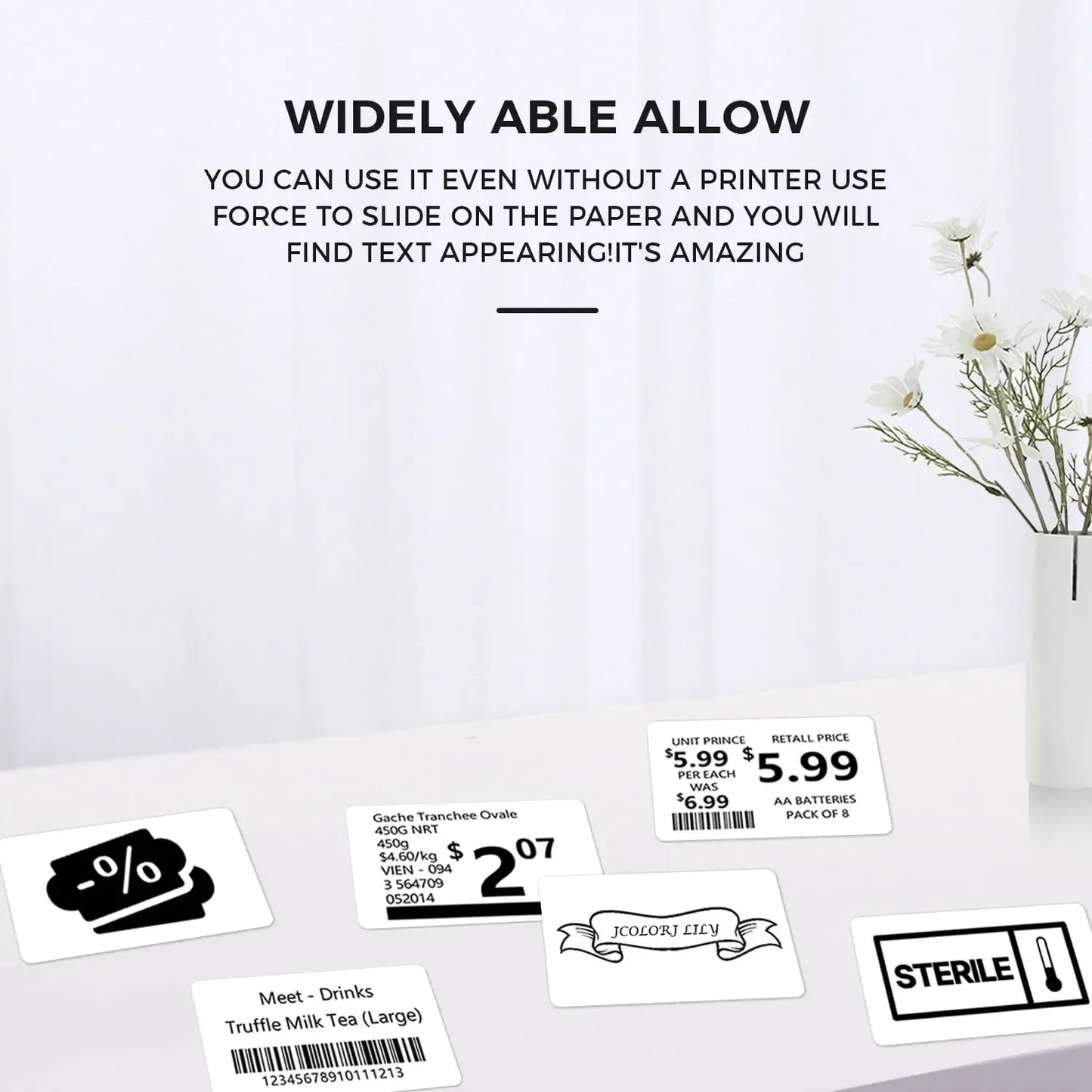 3 Rolls Thermal Sticker Label Paper Adhesive Square/Round Labels For M110/M221/M220/M120/M200/M110S For Logo,Address Label