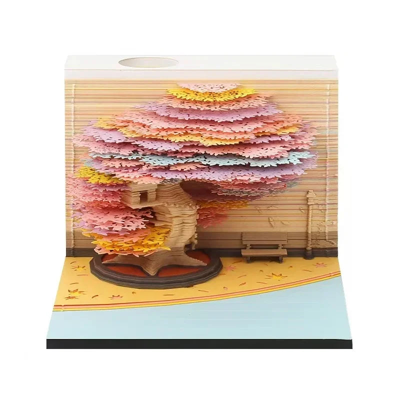 Treehouse 3D Desktop Calendar Sticky Notes Creative Crafts Souvenirs Paper Carvings Post-it Notes New Year Gifts Office Ornament