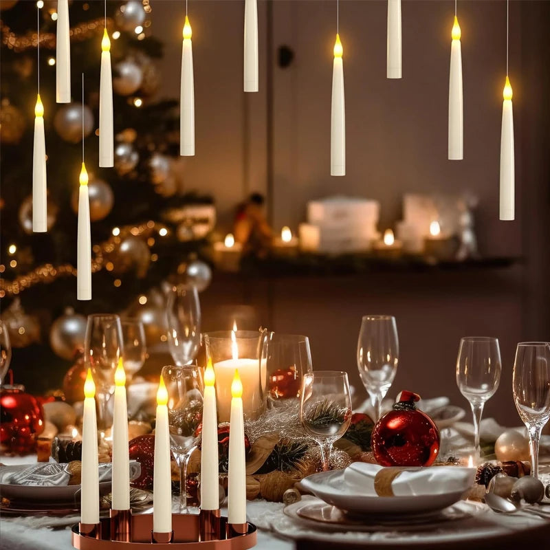 12-240 piezas nuevas velas flotantes sin llama que funcionan con pilas con varita mágica y control remoto, velas colgantes parpadeantes para decoración de bodas o el hogar