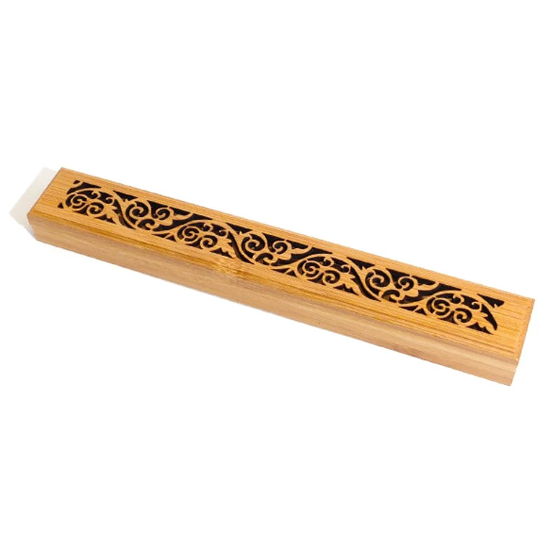 1 quemador de incienso de bambú natural con placa de colocación - Caja de madera de aromaterapia para almacenar y quemar incienso