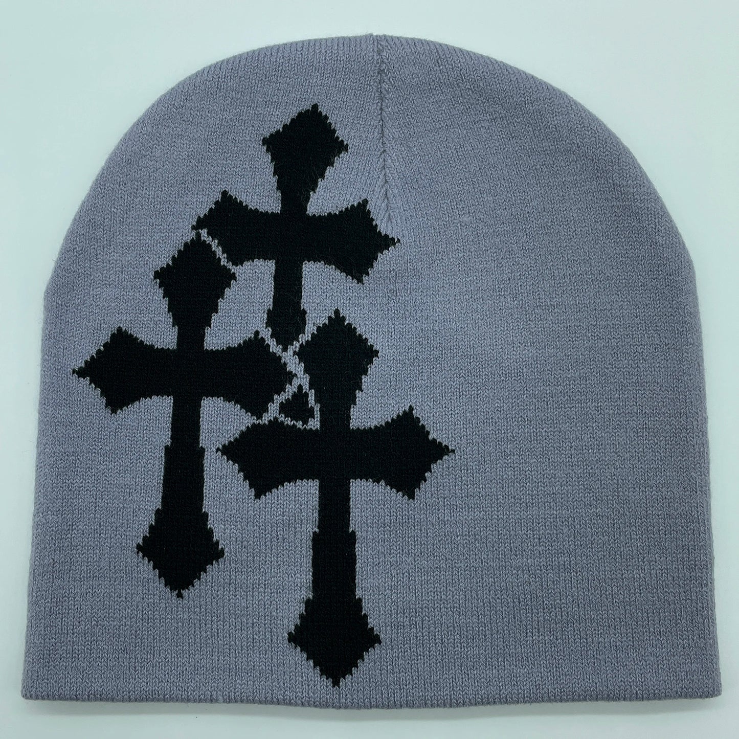 Gorro de punto con jacquard y crucifijo Y2K, gorro de hip hop popular en Europa y Estados Unidos, gorro de moda de tendencia callejera para adultos