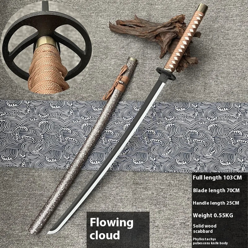 Tai Sword Katana Oriental Draw Sword with Sheath Tang Hengdao Wooden Sword Ancient Style Children's Toy Bamboo Wooden
