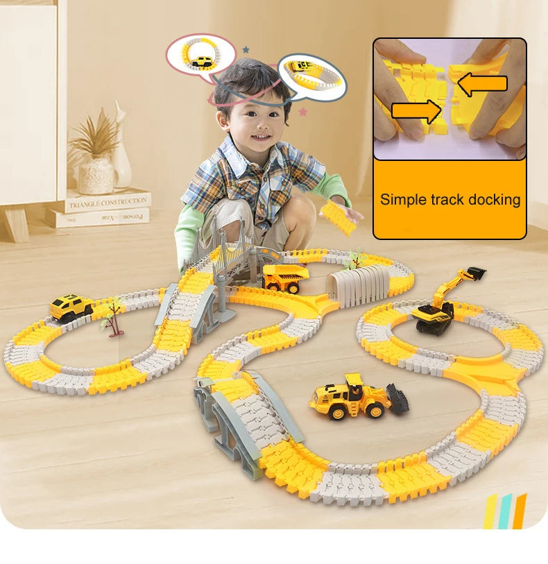 333pcs DIY Race Flexible Railway Racing Play Game Set Track Rail Car Toys Children Bend Electronic Educational for Magic Brain