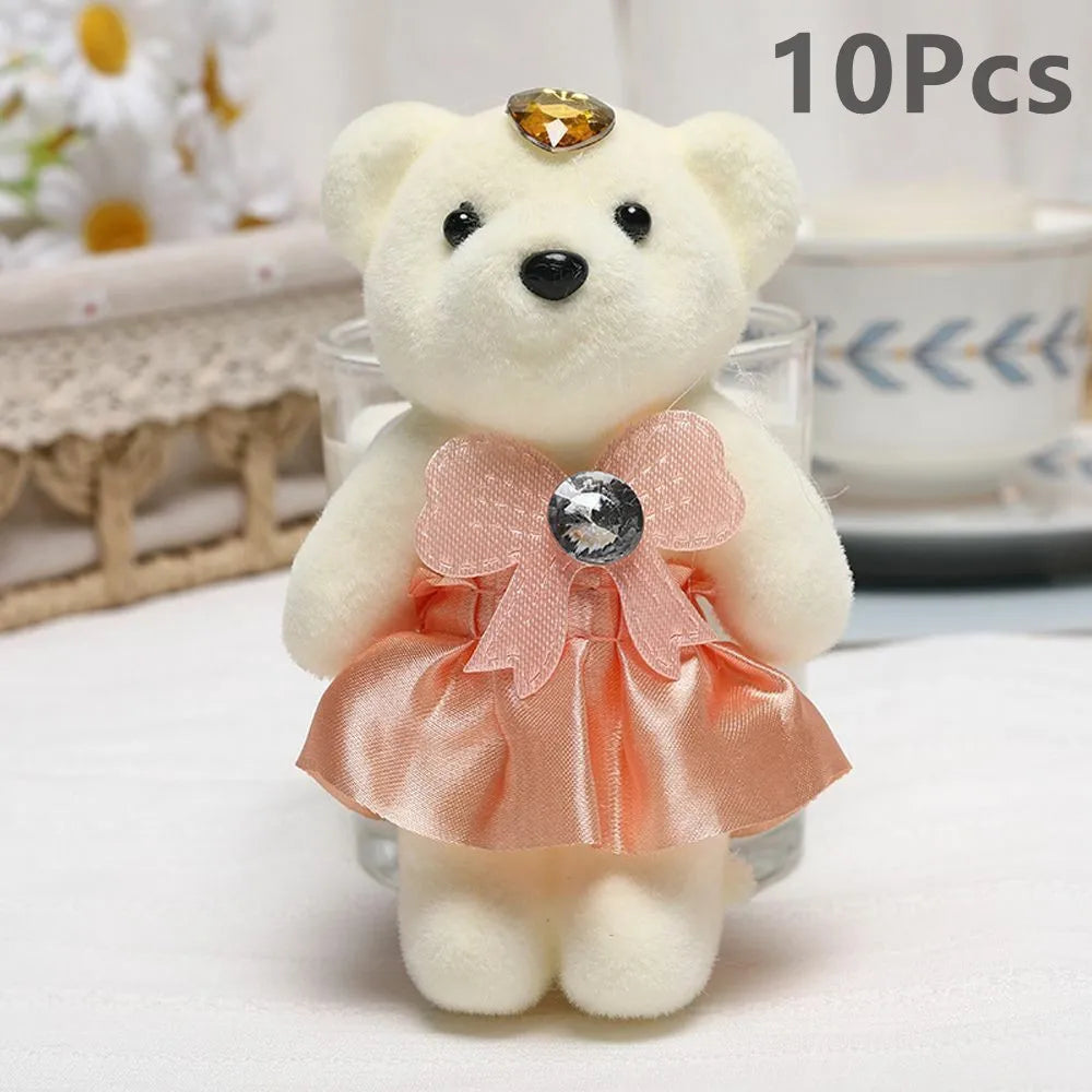 10 piezas de ramo de flores de oso de San Valentín, muñeco de peluche de dibujos animados, ramos de osito de peluche, regalos de graduación, cumpleaños, bodas, decoración de fiesta