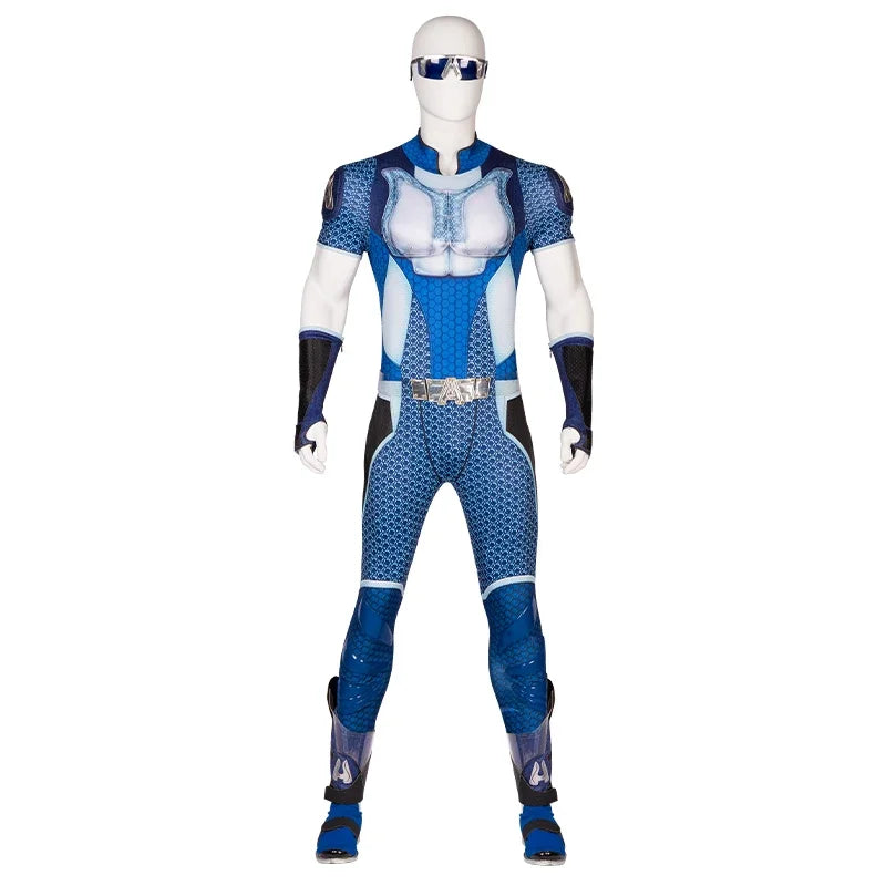 The Boys A-Train Cosplay Costume Halloween Carnival High Quality Hero Reggie Franklin Battle Outfit With Boots Printing Jumpsuit