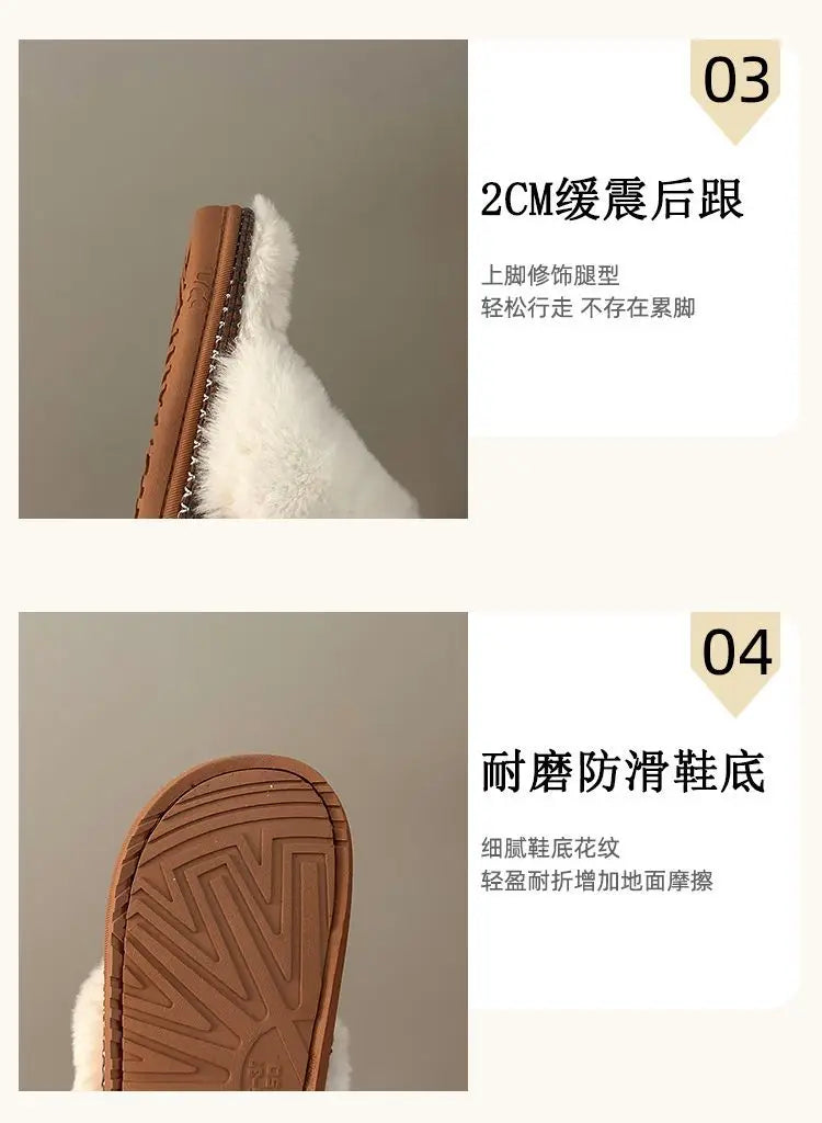 Pantuflas de invierno Sanrio Hello Kitty con bonitos dibujos animados, cálidas y cómodas, estilo Kawaii Y2k, antideslizantes, planas, para exteriores, para mujer