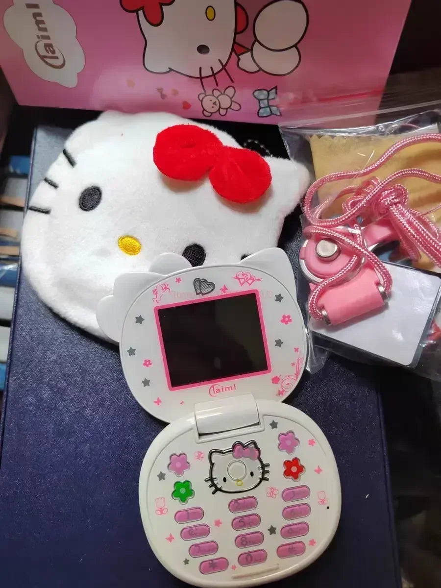 2023 New Kawaii Sanrioed Hello Kitty Flip Phone Cartoon Cute Little friends Taiml Mini Phone For Kids Toys For friends Gifts
