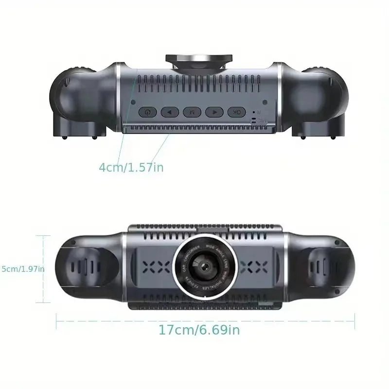 3.39 Inch IPS Screen Four Lens Vehicle DVR Dashboard Video Recorder Camera Black Car Dash Cam Monitor Universal Support 4 Lens