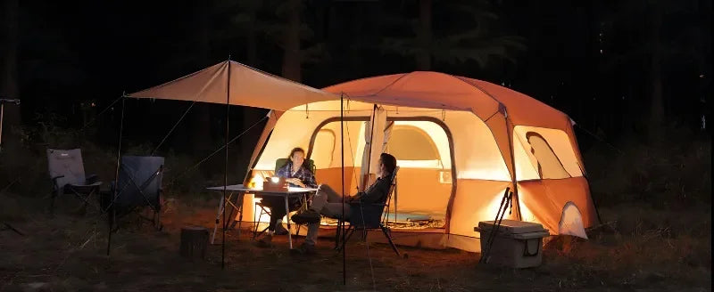Tienda de campaña para 10 personas con porche, gran tienda de campaña familiar con 2 habitaciones, cortina dividida, para acampar al aire libre, viajar, resistente al agua