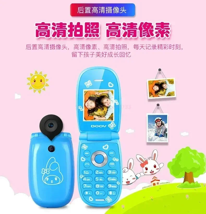 Sanrio Hello Kitty Flip Phone New Cartoon Cute Children White Pink Kawaii Mini Phone Children Birthday Gifts Fashion Model Toys