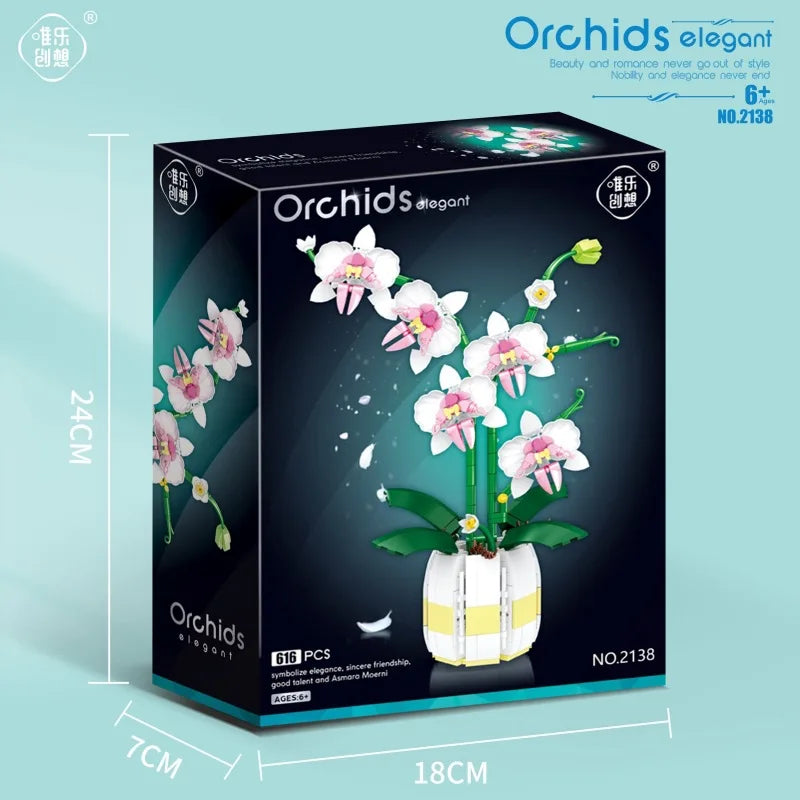 ToylinX 616PCS Orchid Flower Building Set, Building Plant Decor Flower Botanical Series for Home, Christmas Present Gift for Kid