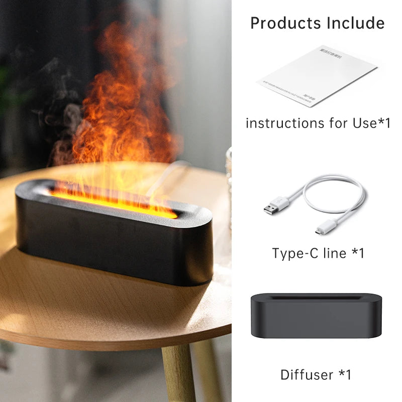 Vissko 7-Colorful Flame Diffuser USB Air Humidifier Aromatherapy Essential for Bedroom Yoga Home Oil Diffuser Fragrance Diffuser
