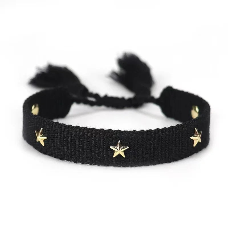 Pulsera tejida de la amistad para mujer con pequeñas estrellas Pulseras de joyería apilables de verano Regalos para hermanas