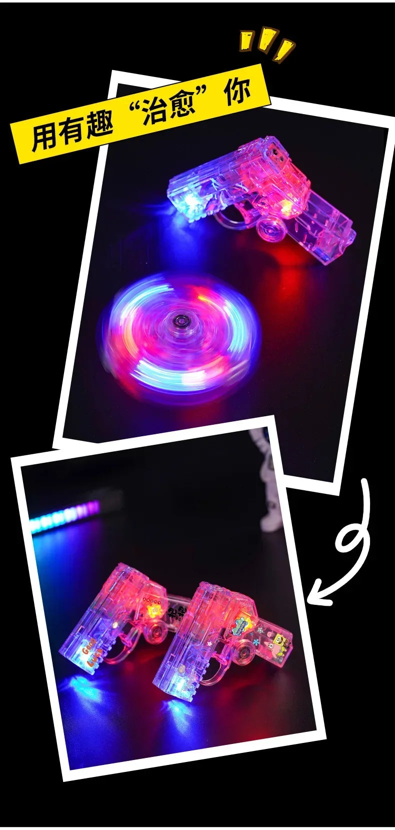 2-in-1 Luminous Fingertip Spinner Folding Lighter Transparent Rotating Decompression Windproof Lighter Men's Gifts