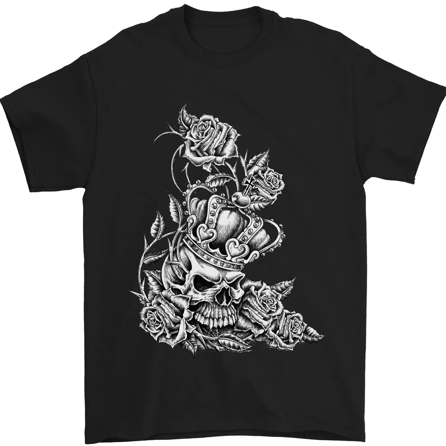 Skull Crown Biker Gothic Heavy Metal Mens T Shirt 100 Cotton