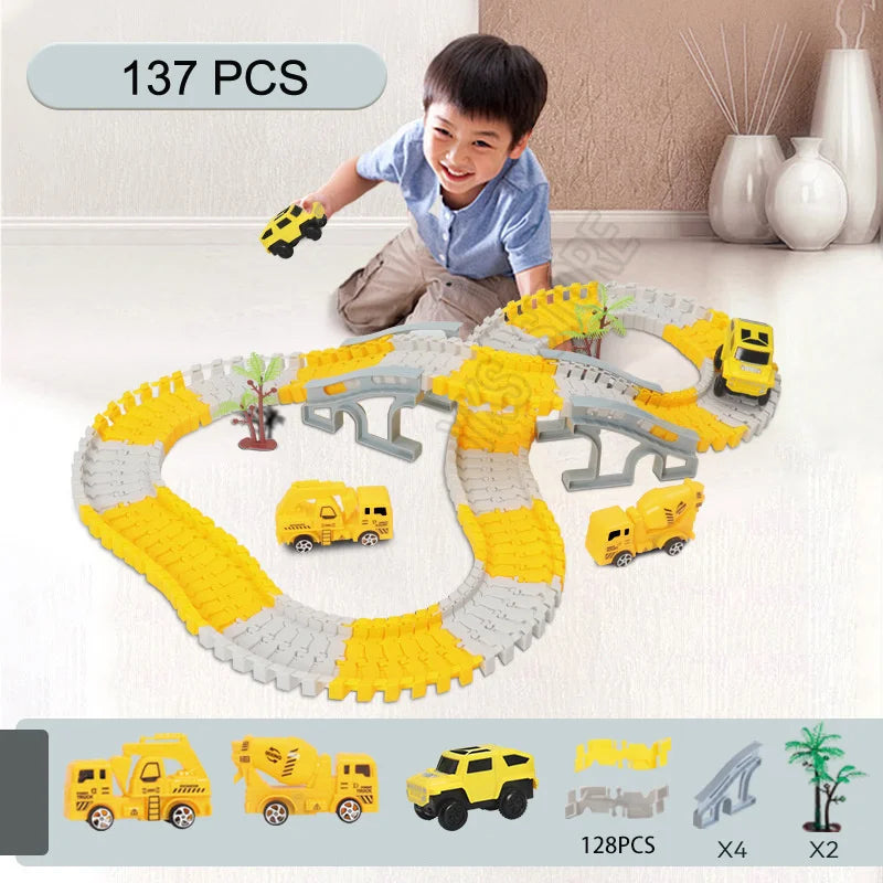333pcs DIY Race Flexible Railway Racing Play Game Set Track Rail Car Toys Children Bend Electronic Educational for Magic Brain