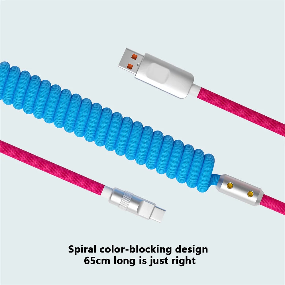 Cable de carga rápida de 120 W, retráctil, de aleación de aluminio, PD, cable de datos USB C para Samsung Galaxy, OPPO, Xiaomi, Huawei, 2 m