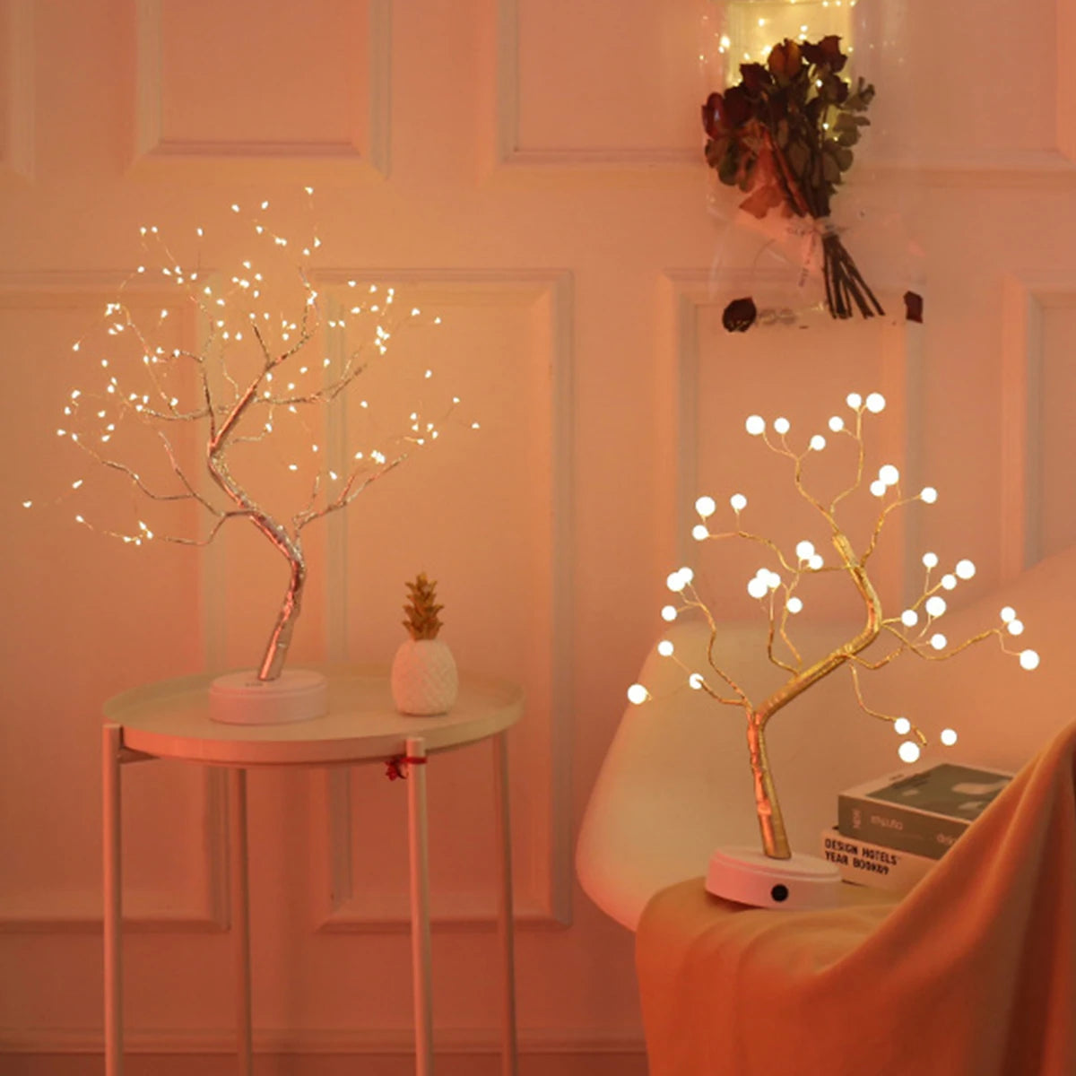 36/72/108 Bonsai Tree Led Lamp Table Usb Room Fairy Bedside Light 8modes Wire Bedroom Tabletop Night Switch Lights Christmas Diy