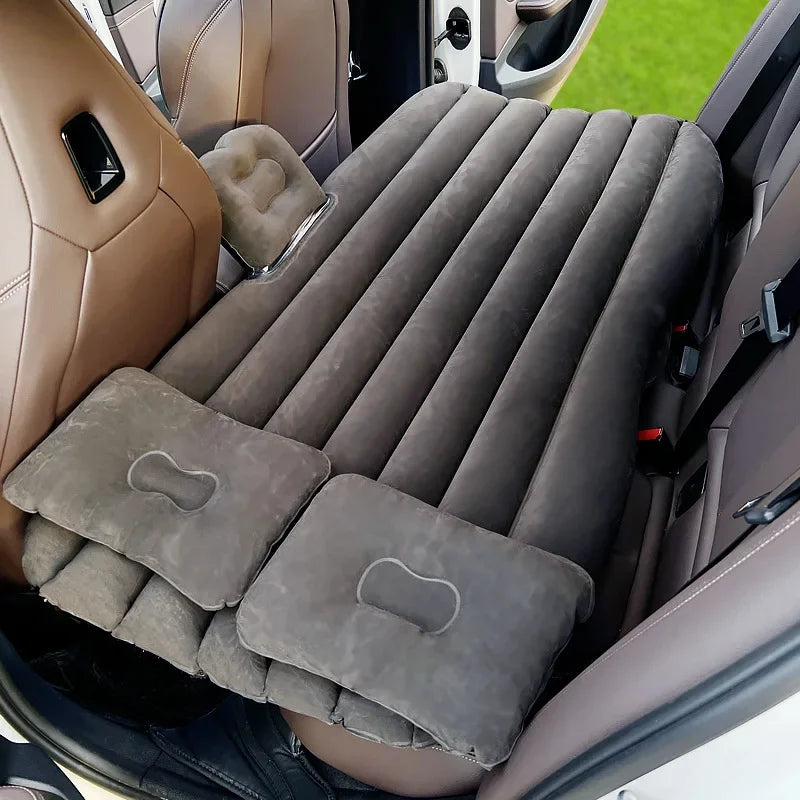 Ultra-soft Flocking Environmental Fabric Car Inflatable Bed Air Cushion Bed Portable Car Travel Bed For Most Small Car
