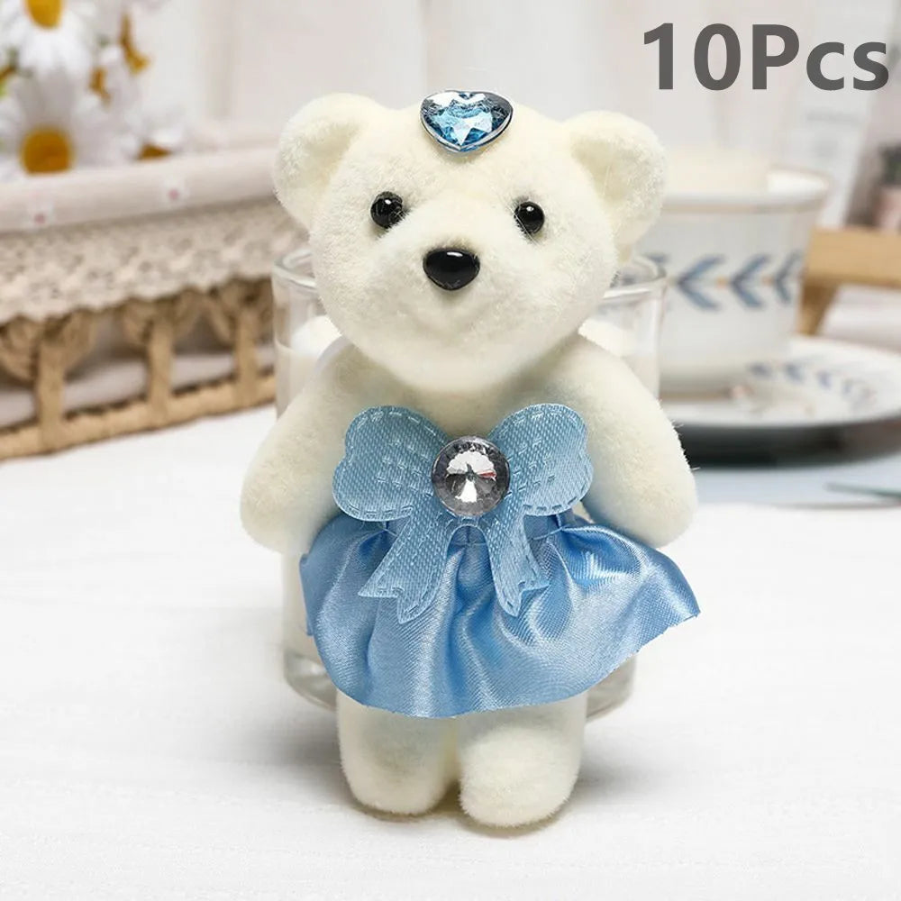 10 piezas de ramo de flores de oso de San Valentín, muñeco de peluche de dibujos animados, ramos de osito de peluche, regalos de graduación, cumpleaños, bodas, decoración de fiesta