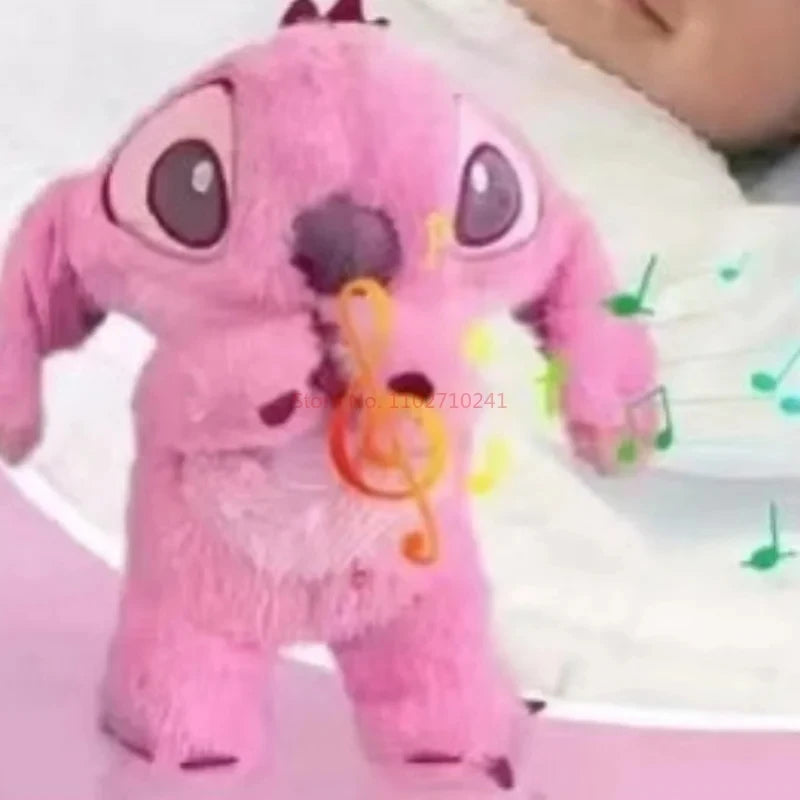 Stitch Kawaii Plush Doll Baby Sleeping Companion Sound Soothing Musical Kawaii With Air Bag and Light Doll Breathing Gifts Toys