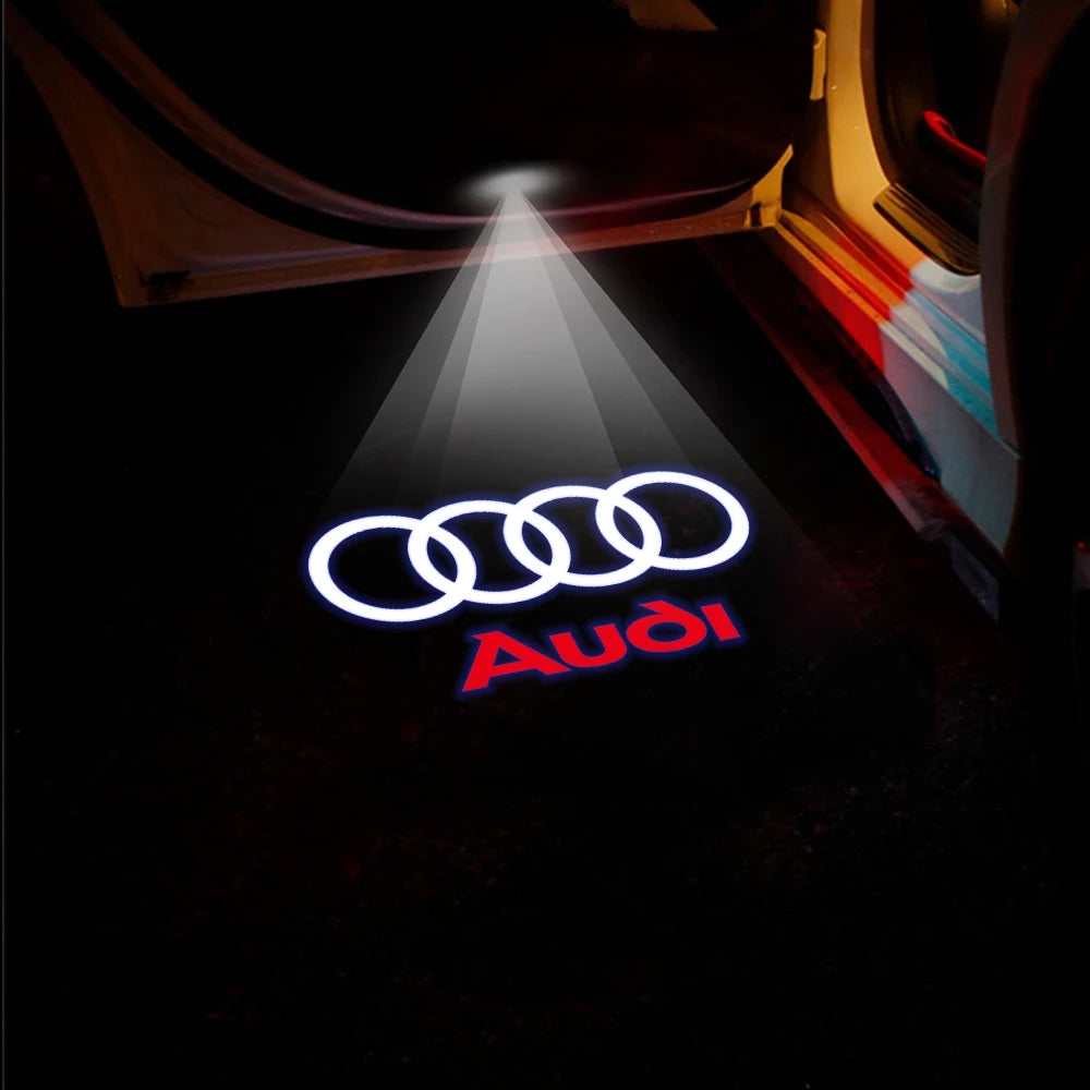 2PCS 3D LED Car Door Welcome Lights Decoration for AUDI SLINE RS S3 S4 S5 S6 QUATTRO A3 Q5 Auto Laser Projector Lamps Accessorie