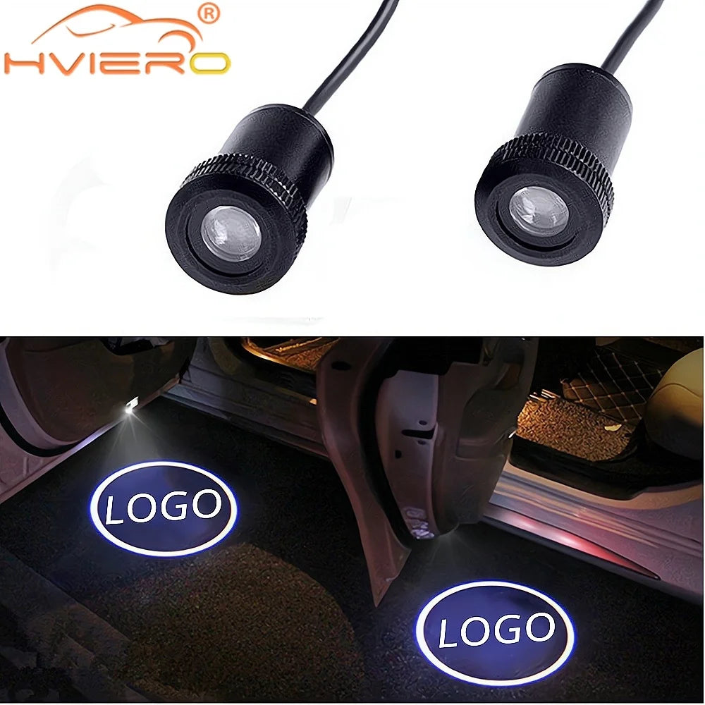 2pcs Car Door Lights Welcome Logo Led Laser Projector Ghost Shadow Line Atmosphere Custom Product Modification Parts Auto Lamps