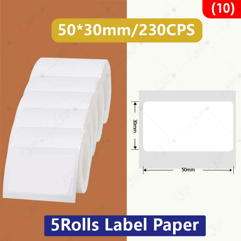 5 Rolls 30-50mm Thermal label Paper Rolls White Color Waterproof for Niimbot B1 B21 B203 B3S Label Printer Barcode Name Printing