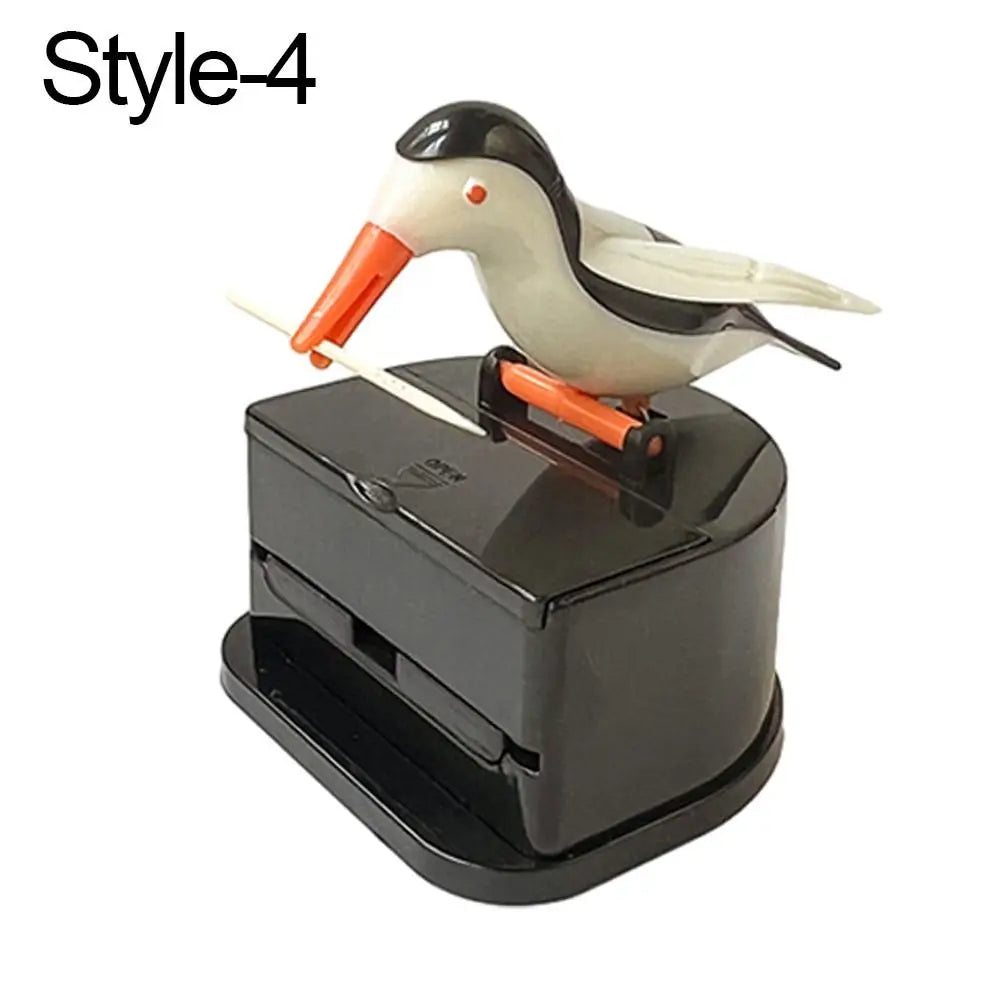 1PC Contenedor para palillos de dientes con forma de colibrí de dibujos animados Dispensador automático de palillos de dientes ABS Caja de soporte Decoración del hogar Accesorios de cocina