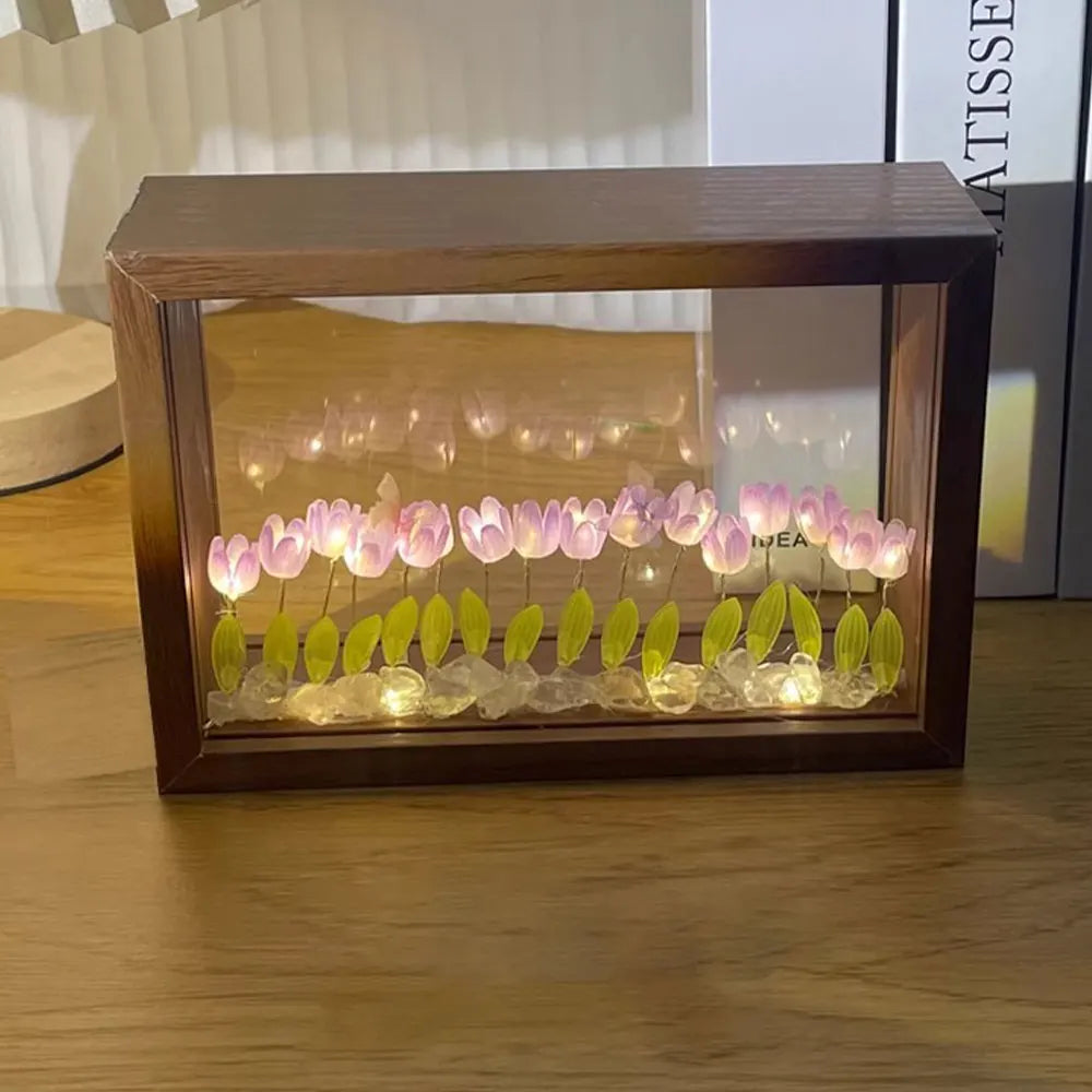 20PCS Tulip Nightlight Handmade DIY Photo Frame Huahai Home Decoration Atmosphere Lamp Valentine's Day Christmas Birthday Gift
