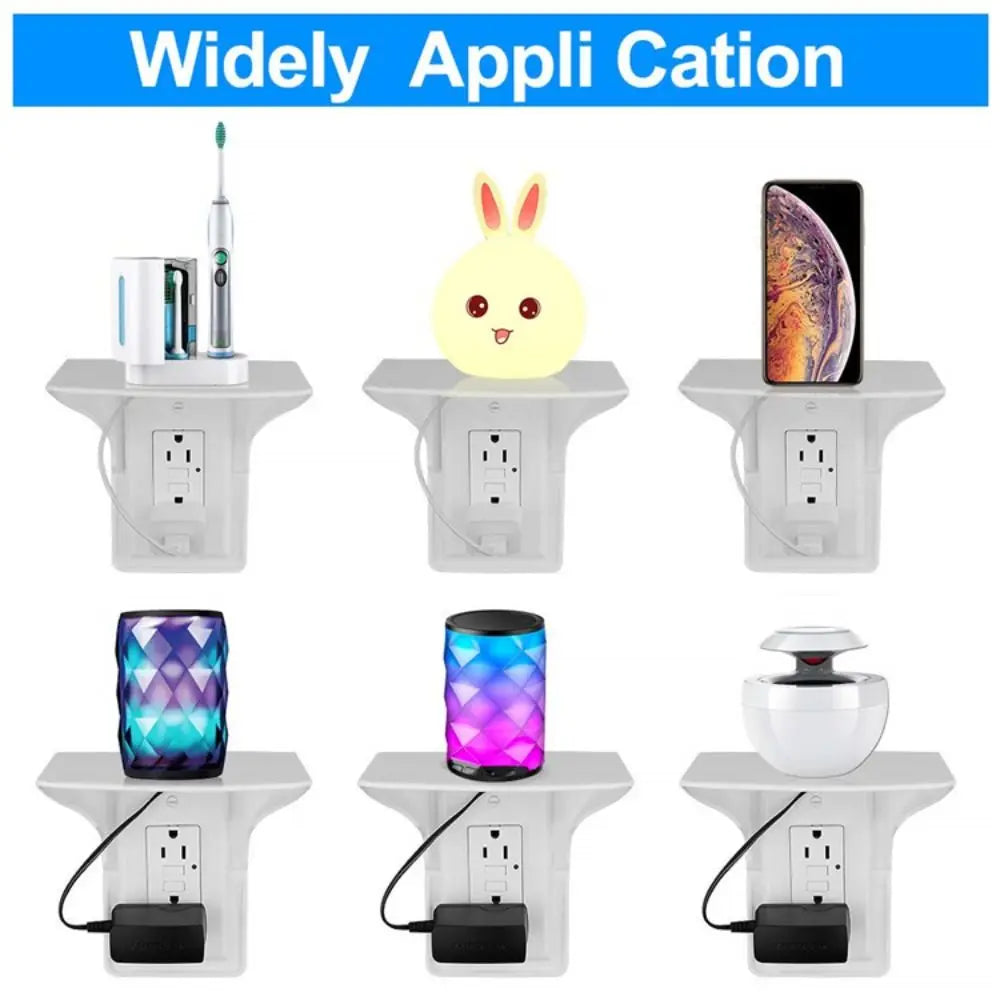 Estante para toma de corriente de pared, práctico y resistente soporte para cargar teléfonos móviles, soporte para cables USB para baños, cocinas y salas de estar