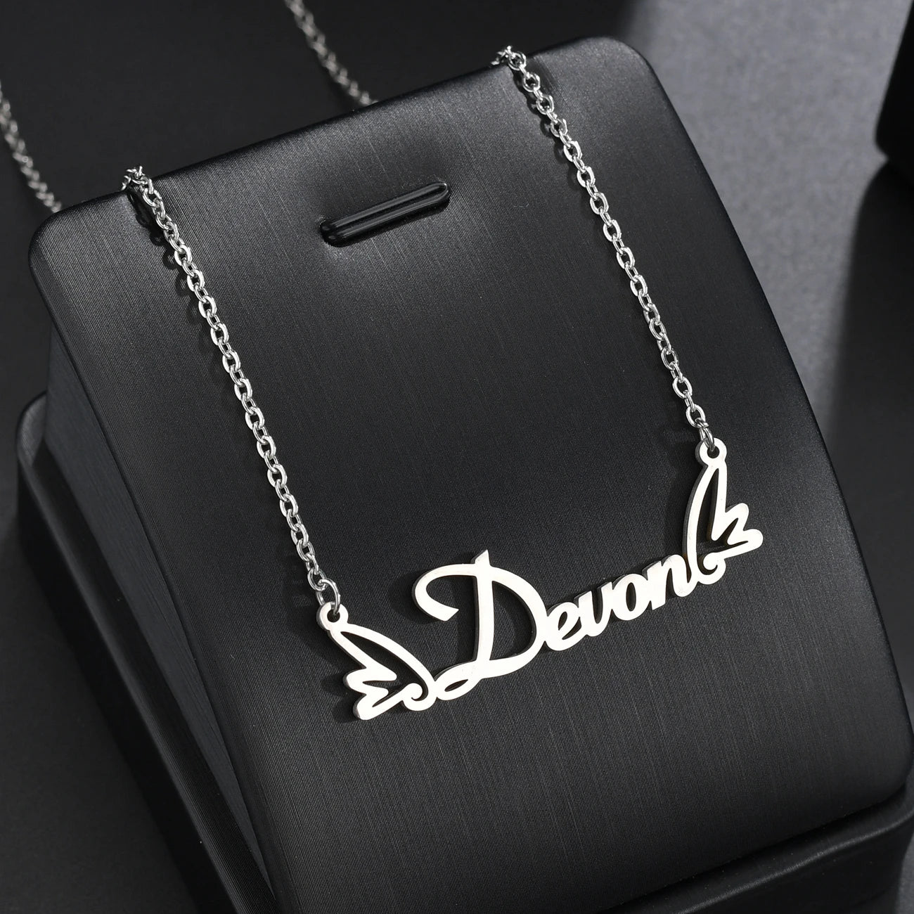 Atoztide New Personalized Custom Name Wing Necklaces Letters Stainless Butterfly Pendant Chain for Women Christmas Jewelry Gift