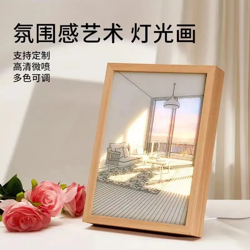 Anime Figure One Piece Light Painting Photo Frame Zoro Luffy Led Night Light Birthday Bedroom Decor Christmas Gifts Moon Lamp